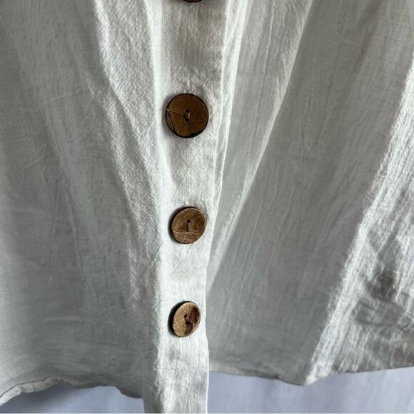 Women's White Button Front Breezy Tank Top - Picture 12 of 12